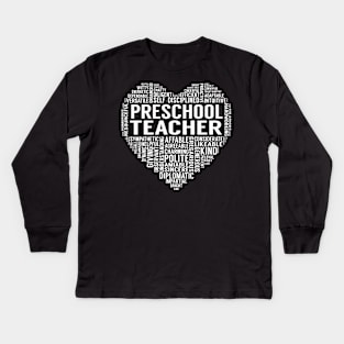 Preschool Teacher Heart Kids Long Sleeve T-Shirt